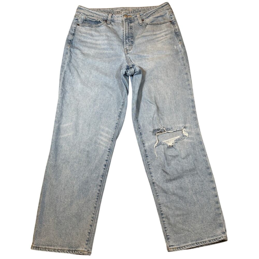 Old Navy Jeans O.G. Loose Fit High Rise Light Wash Distressed Straight Women 6